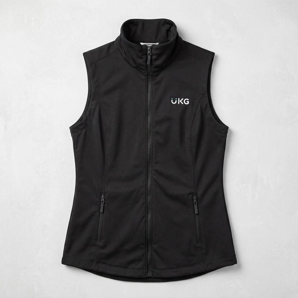 UKG Employee Performance Fleece Vest Jacket Black Full Zip Womens Small
